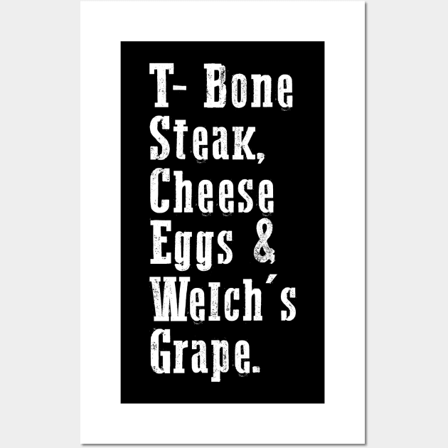 Guest Check - T-Bone Steak, Cheese Eggs, Welch's Grape Wall Art by den.make